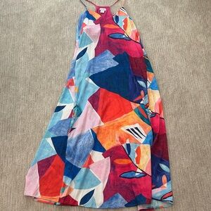 Abstract Print Matte Charmuse Maxi Dress